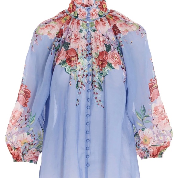ZIMMERMANN Bellitude Floral Balloon Sleeve Blouse - Picture 1 of 5